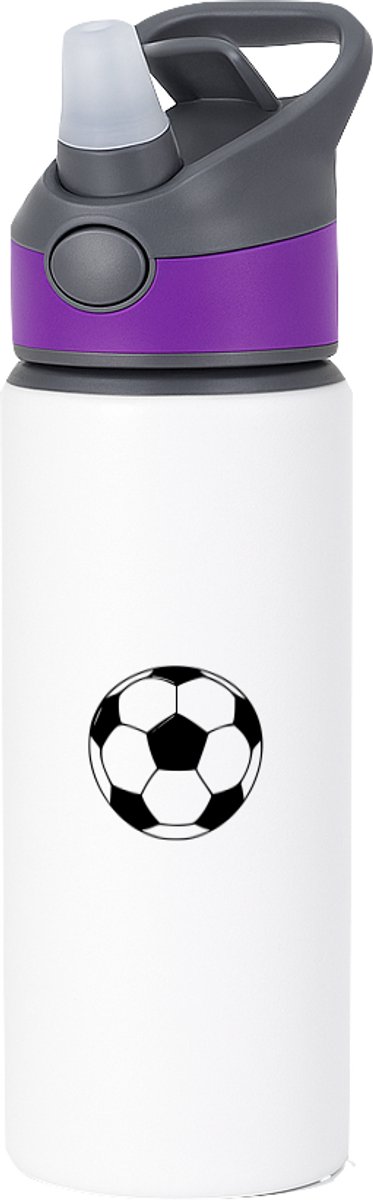 Hacebo® - Voetbal waterfles met rietje paars - Voetbal - Beste voetballer - Cadeau - Sport - sport - water fles - 650ML