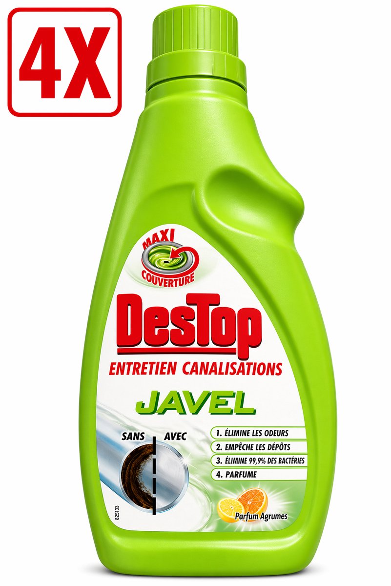 4 x Destop Afvoerreiniger Javel - 750 ml