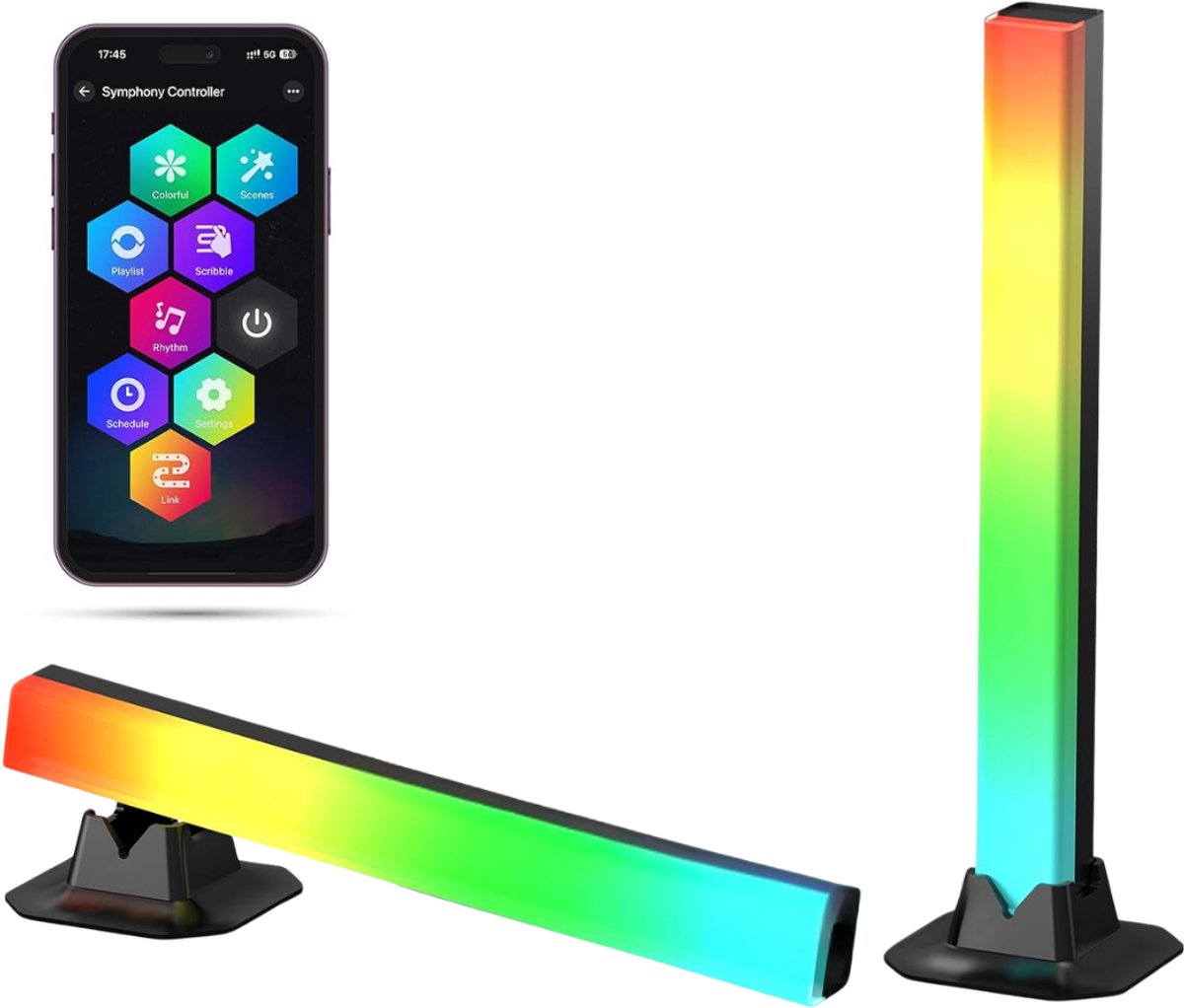 HEZIVO® Gaming Lamp - Gamoing Monitor Verlichting - LED Sfeerverlichting Bureau - 2 Stuks - 32 cm