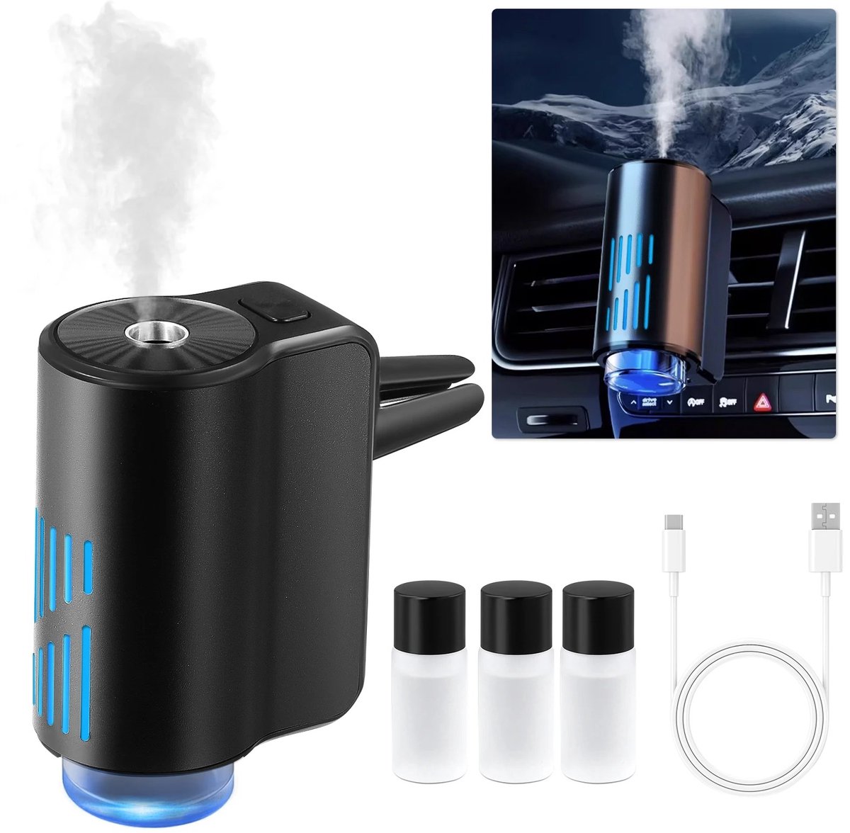 Calivari Auto Aromadiffuser – Draadloze Luchtverfrisser – 3 Standen | Oplaadbaar