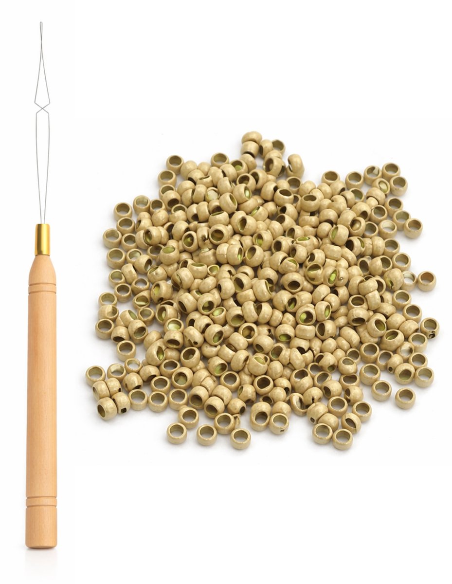 Guardian Beauty Nanoringen - met Loop Tool - 1,000 stuks - Beige - Voor Haar Extensions