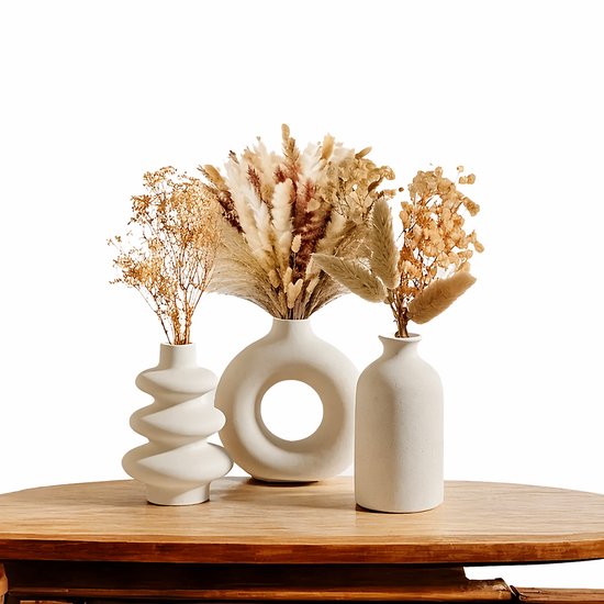 Lifero Vaas - Vazen Keramiek - Set van 3 - Vaasset - Boheemse Stijl - Decoratie Huis - Keramische Vazen - Bloemen en Decoratief