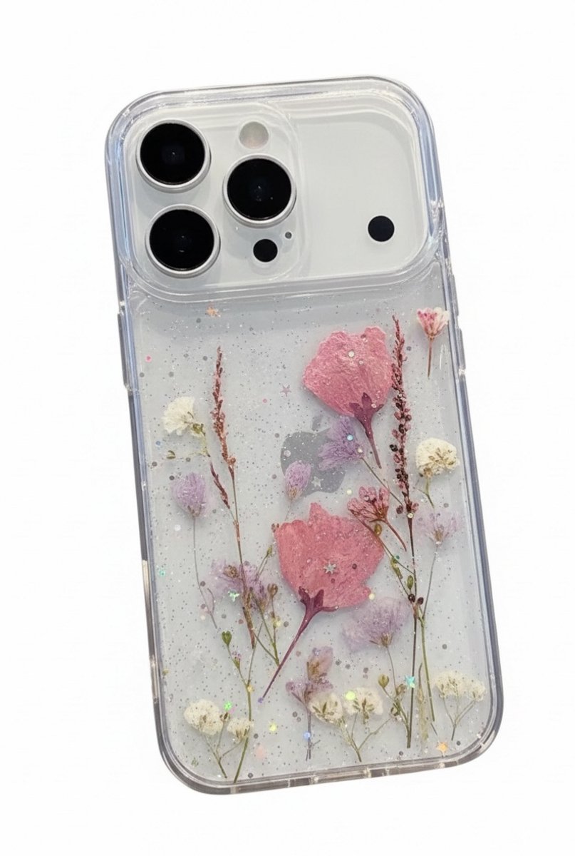 Telefoonhoesje - Iphone 17 PRO - Droogbloemen felroze