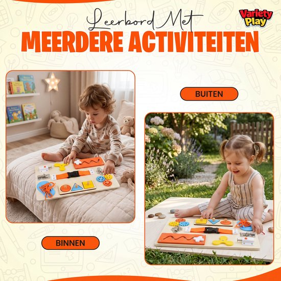 Montessori Busy Board - Educatief Houten Activiteitenbord - Reisspeelgoed - Sensorisch Speelgoed voor Baby & Peuter - Fijne Motoriek Ontwikkeling van VarietyPlay — afbeelding 4