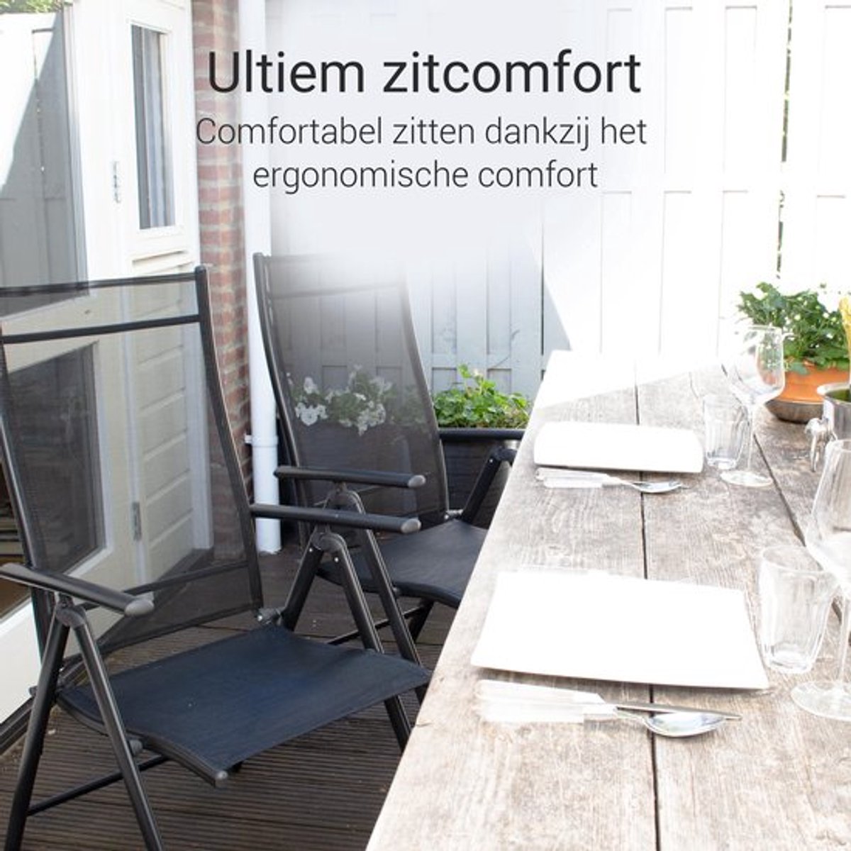 Tuinstoel 7 standen, inklapbaar, Aluminium frame, Textileen zitting en rugleuning – foto 3