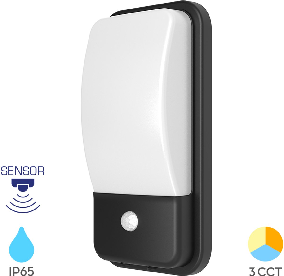 BRAYTRON WALLS MET SENSOR DONKER GRIJS 20W 3000K IP65 MUUR ARMATUUR
