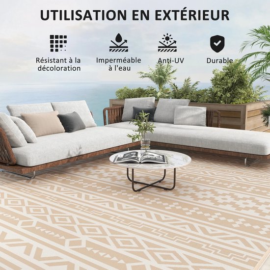 MakkelijkMooi Tuintapijt 3.65 x 2.74 m - Buitenkleed - Omkeerbaar - Waterbestendig & Snel Schoon - voor Camping, Strand & Picknick — afbeelding 4