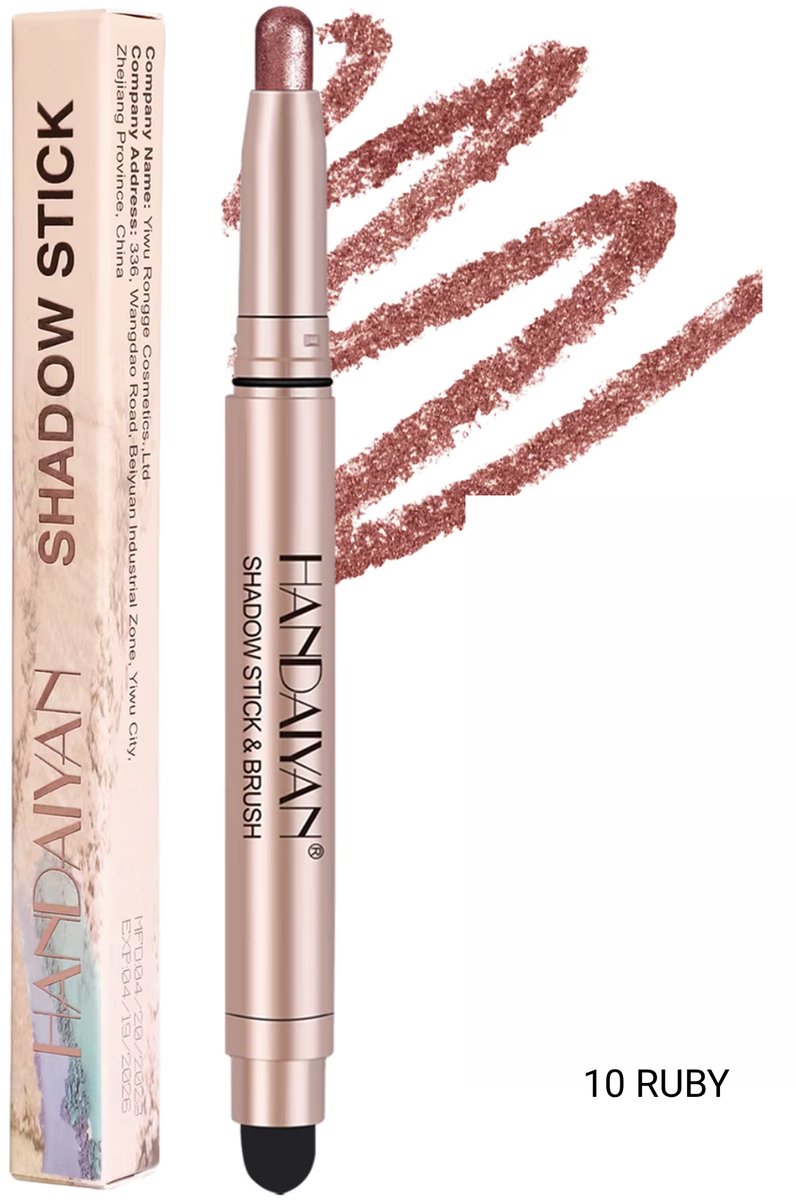 Dual Silky Eyeshadow Stick 10 Ruby - Smudge Blender - Waterproof - 0.8g