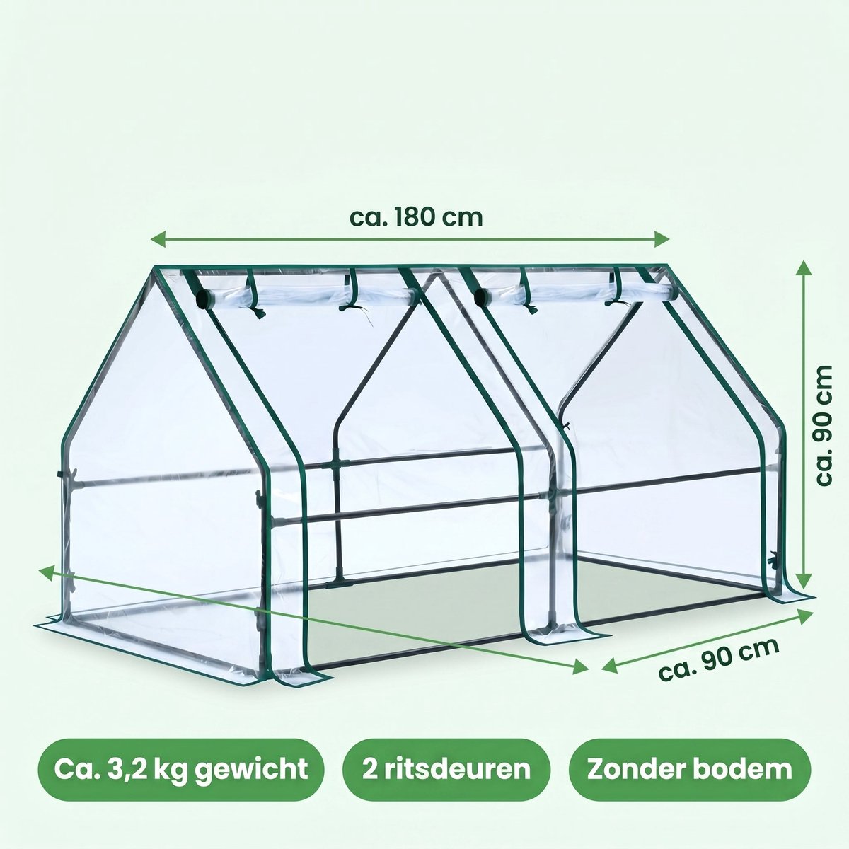 Cheqo® Kweekkas - Foliekas - Tuinkas - Broeikas - Plantenkas - Serre - Greenhouse - Walk-in Kas - voor Balkon en Tuin - met Ritsdeuren - Tomatenkas - Tomatenhuis - Moestuinkas - Plantenhuis - voor Groenten en Bloemen - Kruiden Kweken – foto 3