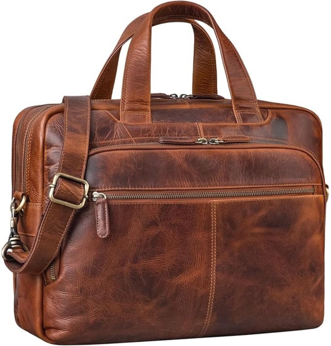 Leren Laptoptas - Laptoptas - Leren Tas - Luxe Leren Laptoptas - Werktas - Schoudertas - Business Tas - Leren Business Tas - 15.6 inch - Donkerbruin - van Imperatoris