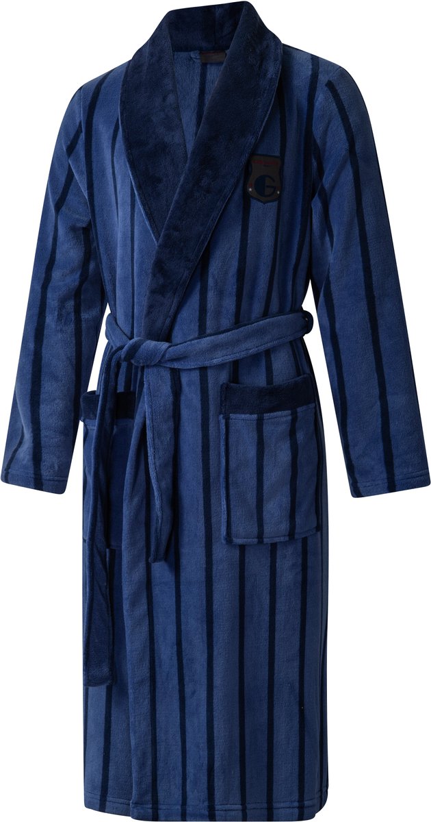 Gentlemen - heren badjas - coral fleece - navy/blue stripe - maat S/M