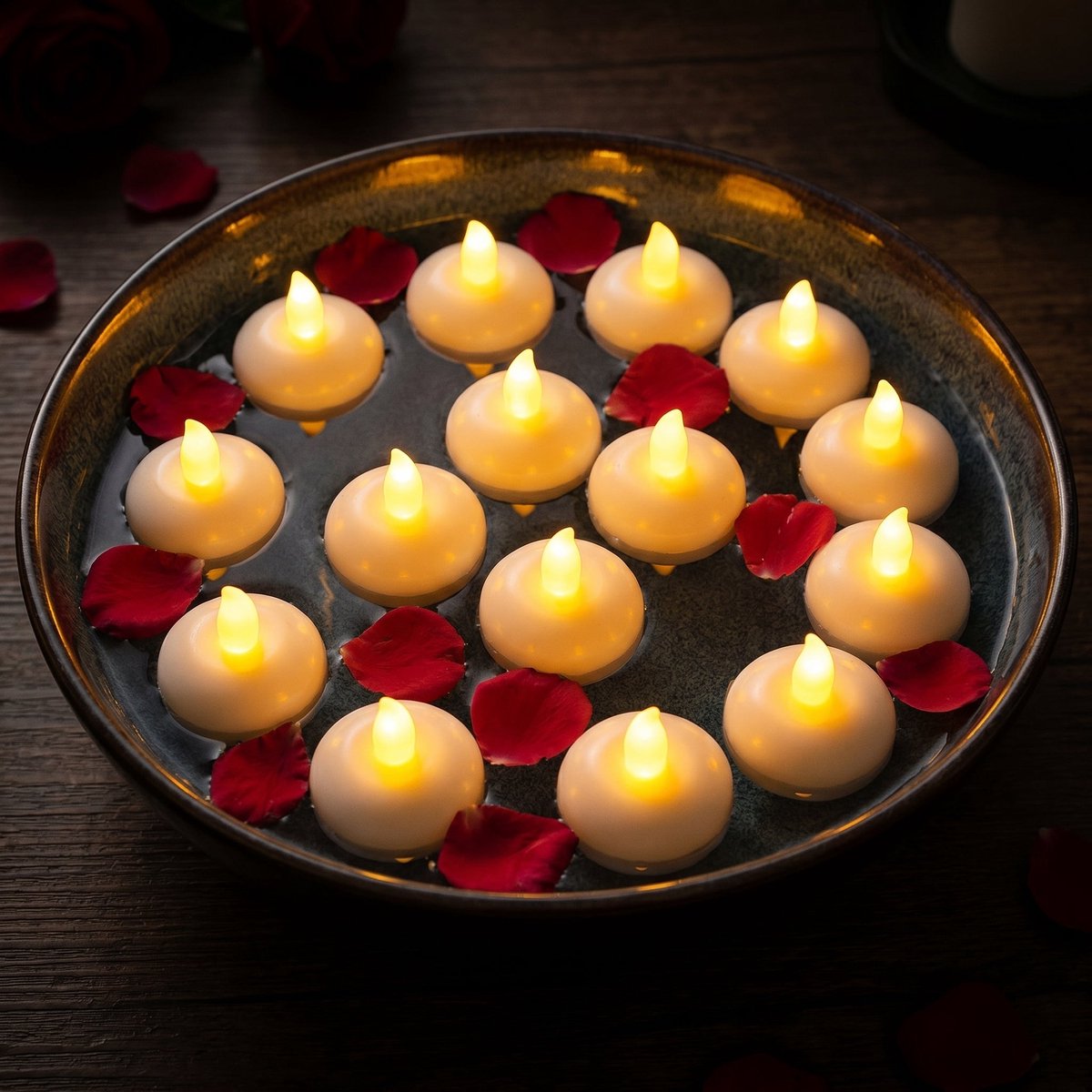 Cheqo® LED Drijfkaarsjes Set van 12 - Drijvende LED Kaarsen - Waxinelichtjes - Theelichtje
