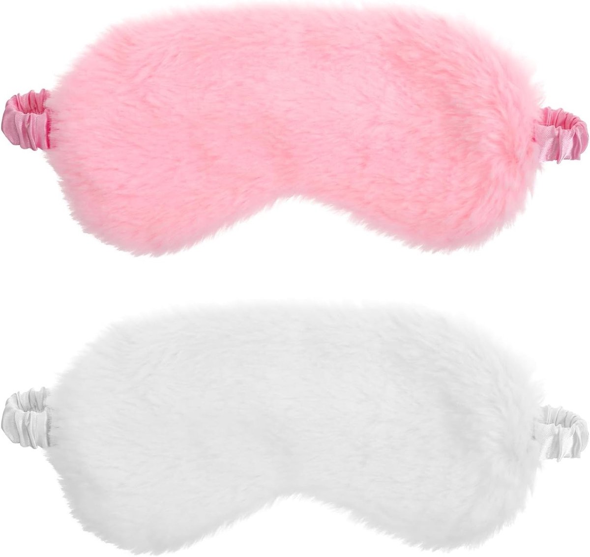 Set van 2 Zachte Fluffy Oogmaskers, Comfortabele Slaapmaskers voor Reis en Naps, Verstelbare Faux Fur Blinddoeken met Elastische Band voor Dames en Heren