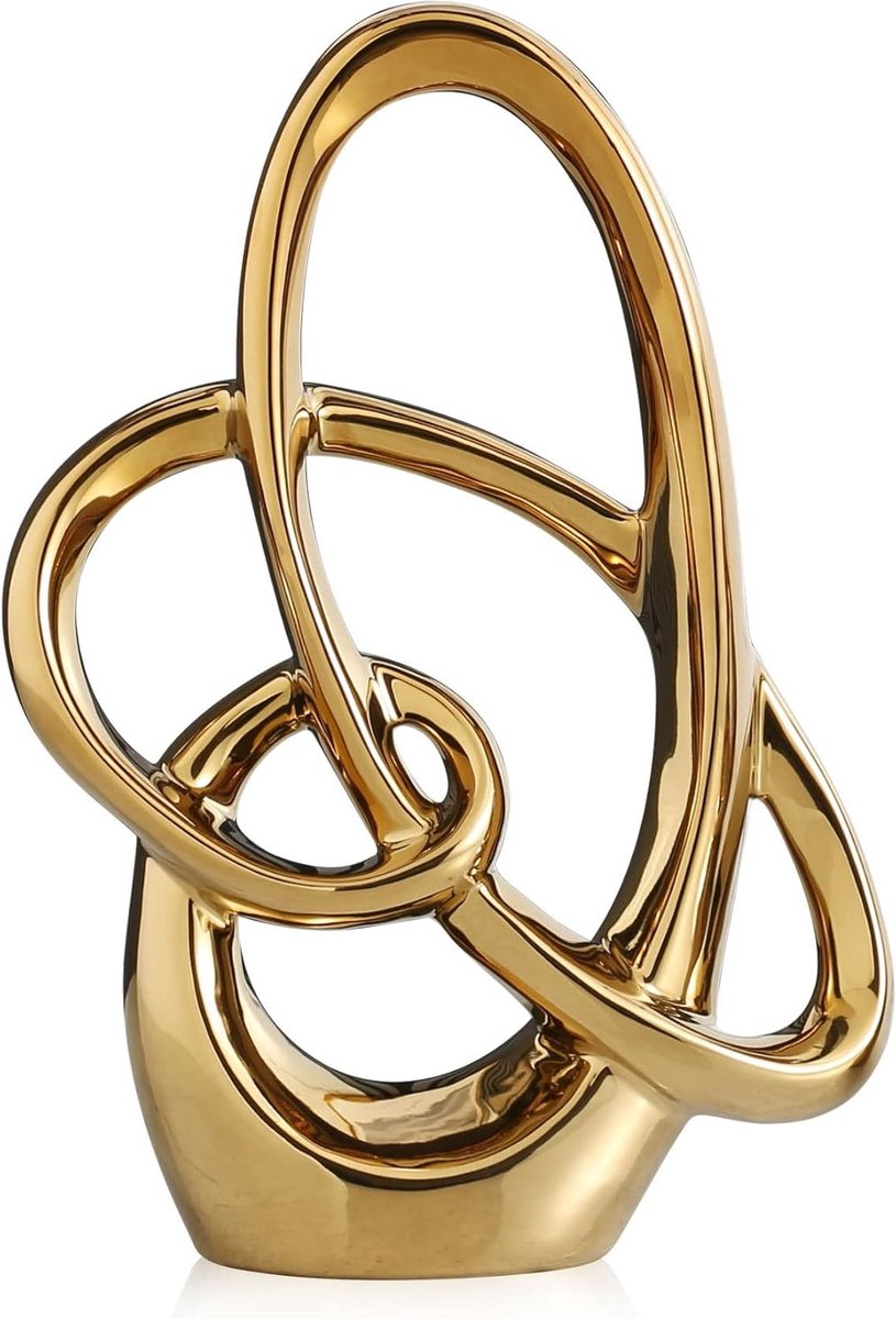 Moderne Gouden Decoratieve Keramische Sculptuur - Abstracte Tafeldecoratie voor Woonkamer, Slaapkamer en Kantoor - Unieke Beeldjes voor Bruiloften en Diners