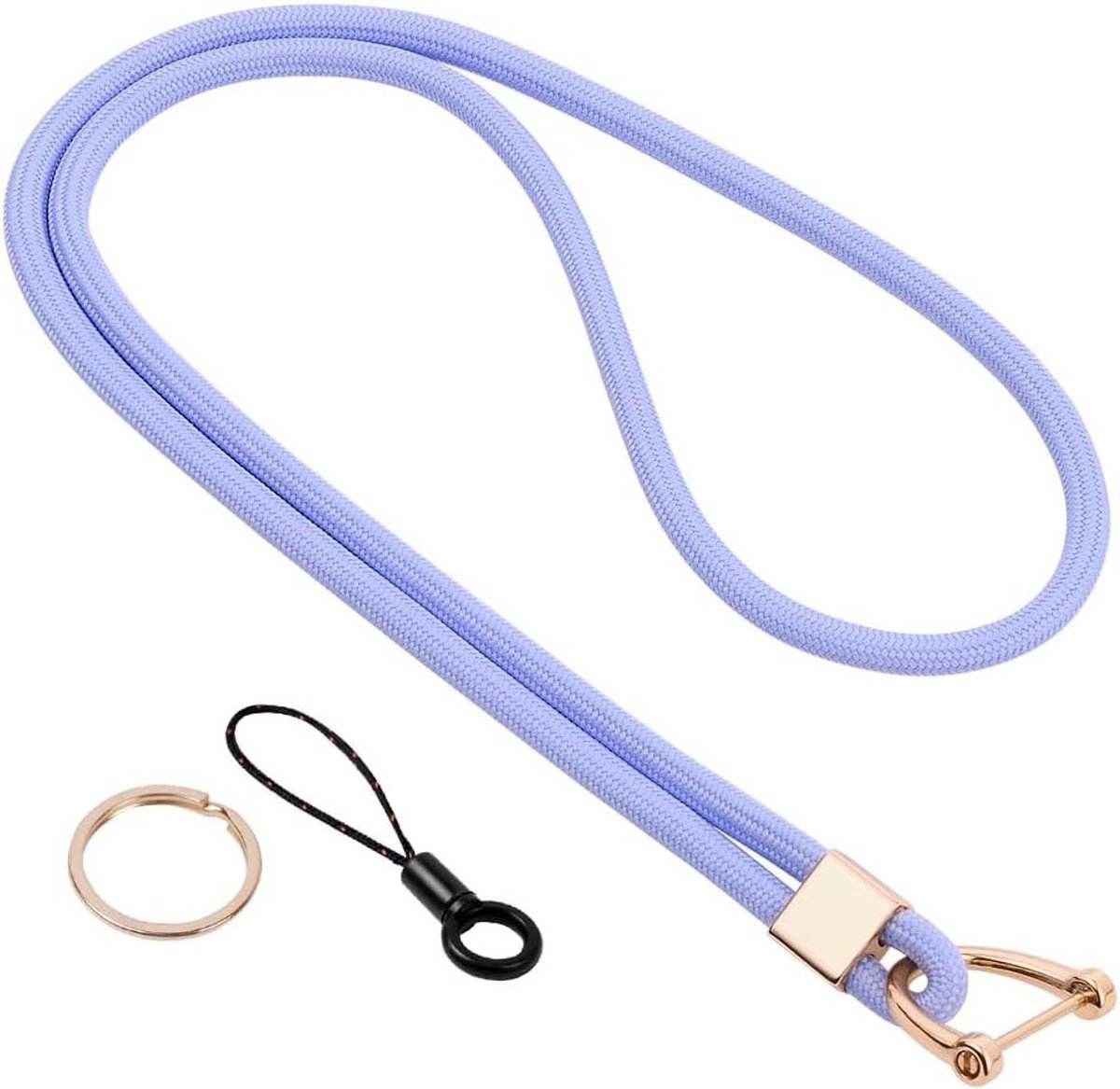 Lanyard Neopreen Halsband met Metalen Sleutelhangers en Afneembare Telefoonring voor ID Badge, Sleutels en Telefoon (Paars)