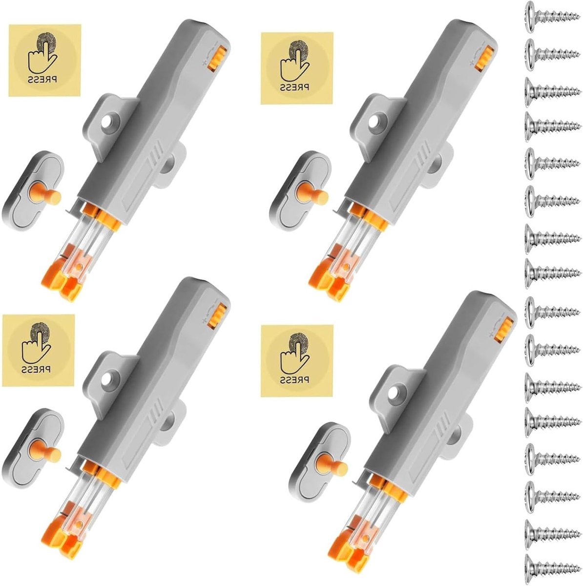 4 Stuks Kastdeuropener voor Drukdeuren, Heavy Duty Push-to-Open Sluiting voor Kasten en Lades, Veermechanisme en Kliksluiting