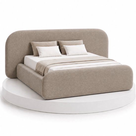 Japandi Bed Kanso - 160x200 Compleet - Boxspring met opbergruimte - Taupe - BalBedden