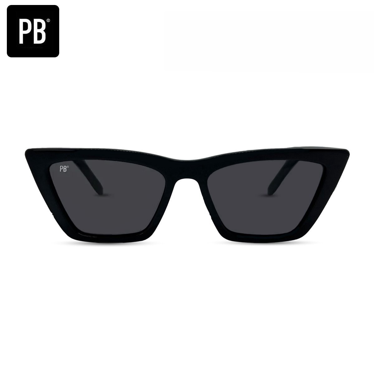 PB Sunglasses - Vienna Black Cat Eye - Zonnebril dames - UV-400 & gepolariseerde lenzen - Stevig Acetaat frame - Zwarte zonnebril - Vrouwen zonnebril