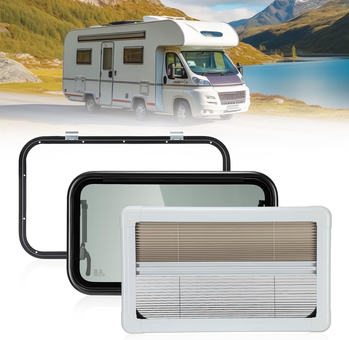 Caravan Zijraam met Insectenbescherming en Zonscherm, Vouwbaar en Push-up, 700 x 400 mm, Ideaal voor Privacy en Comfort