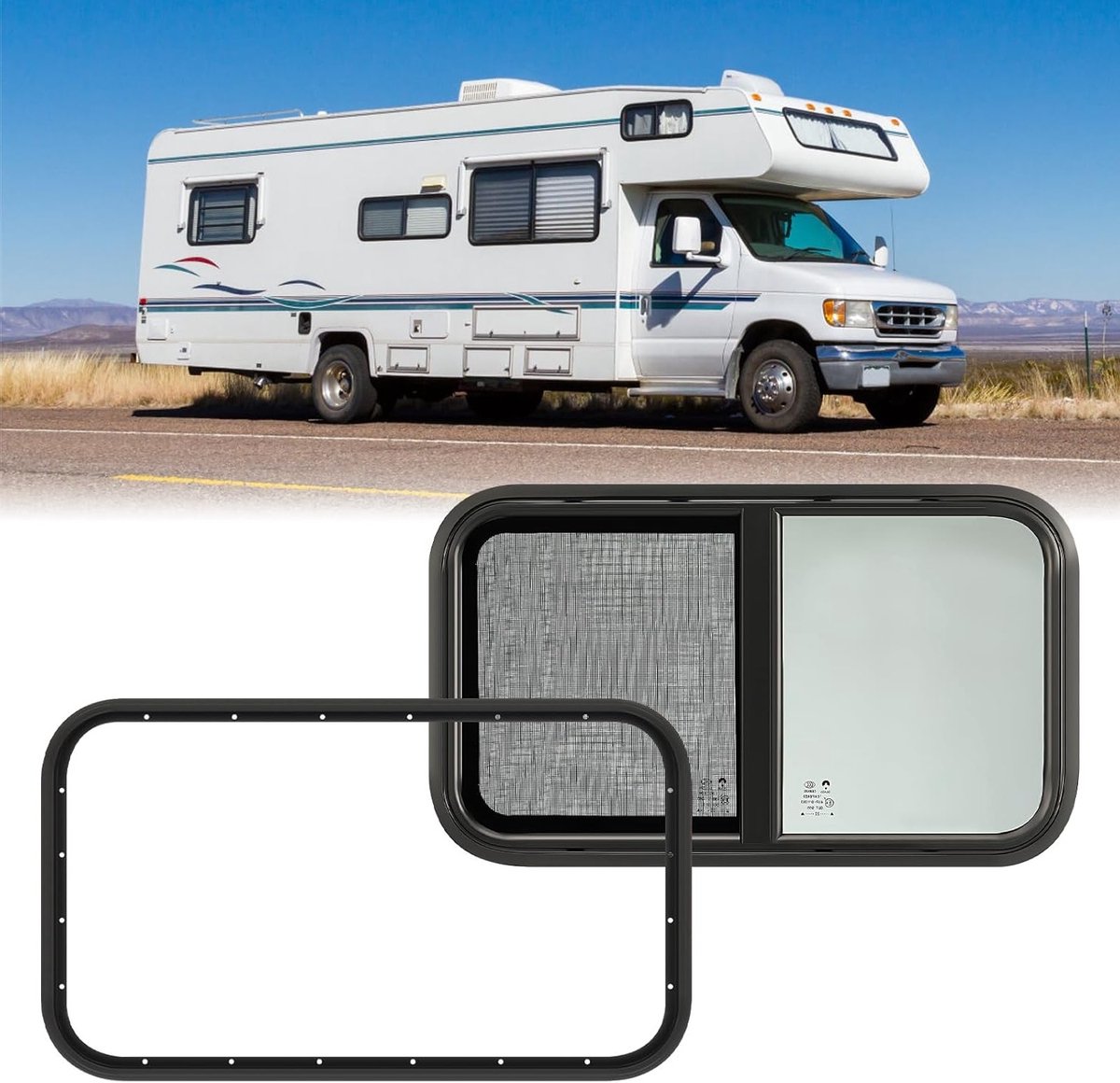 Caravan Zijraam voor Campervans en Motorhomes, Getint Schuifraam 700 x 400 mm, Ideaal voor Trailers en Caravans