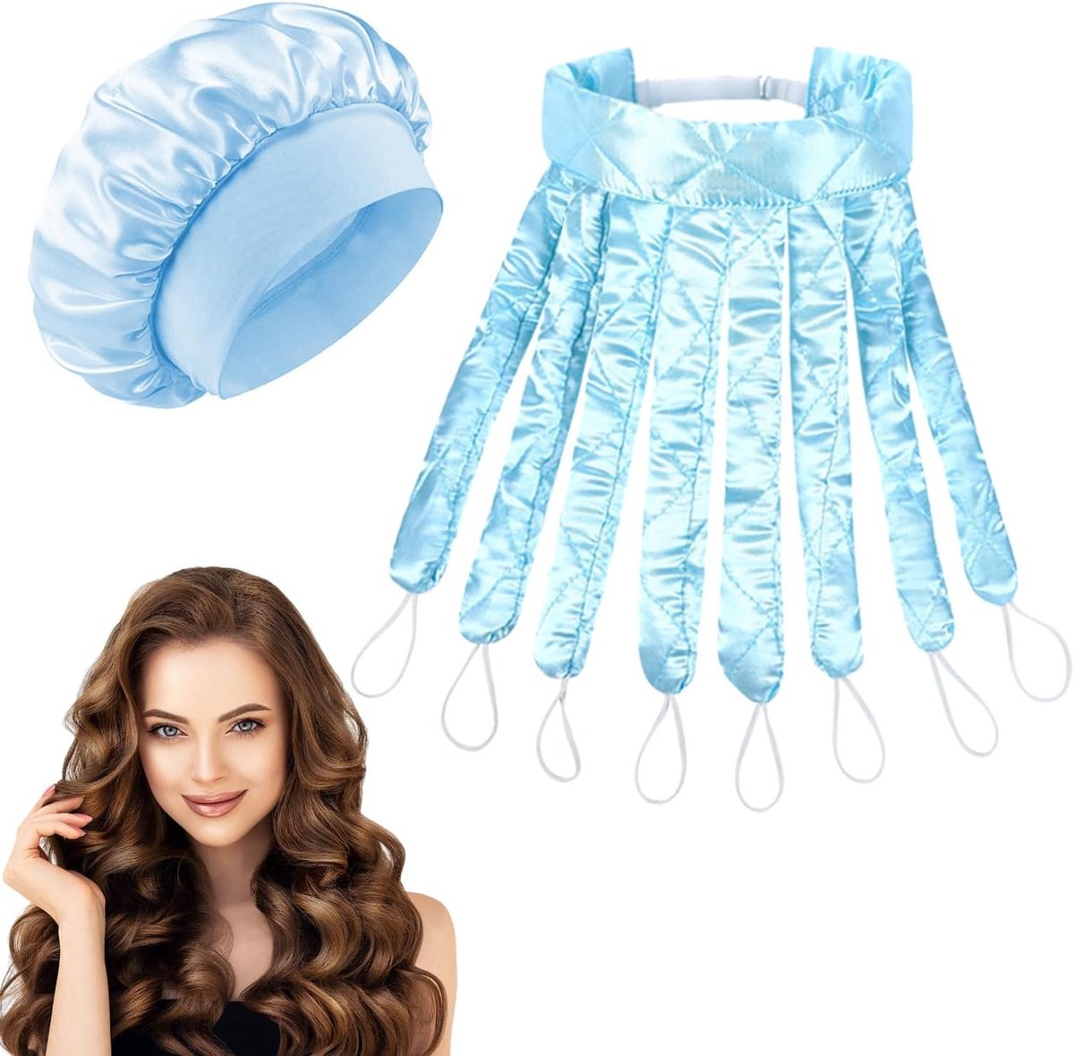 Warmtevrije Krulsetters voor Lang en Kort Haar, Ideaal voor Slaap en Styling met Inclusieve Slaapmuts