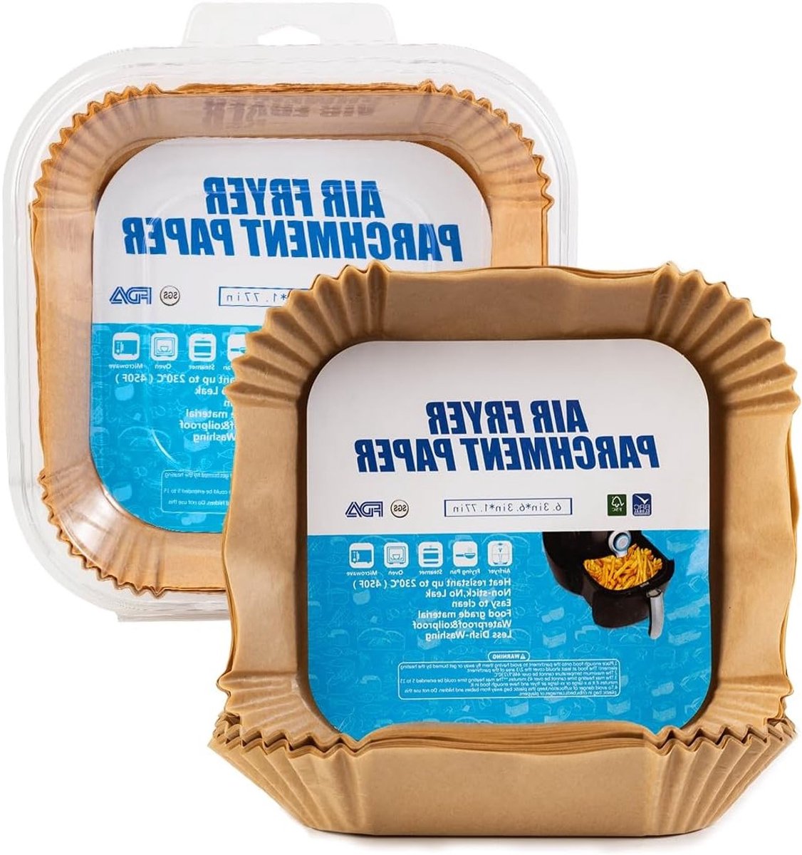 Bakingpapier voor Airfryer - 100 Stuks, 16x16 cm, BPA-vrij, Waterdicht en Vetvrij, Ideaal voor Bakken en Koken