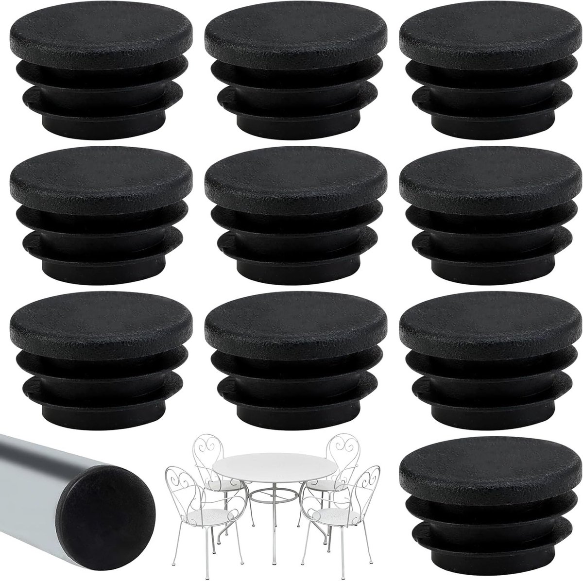 Set van 10 Ronde Flap Plugs voor Ronde Buizen - Beschermende Caps en Tube Stops van Hoge Kwaliteit (20 mm)