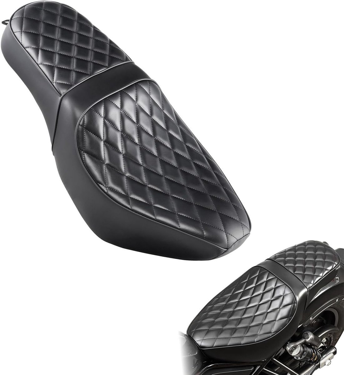 Comfortabele Dubbele Leren Zitting Kussen voor Motorpassagier - Geschikt voor H-onda Rebel CMX1100, Pillion Pad, Drukverlichting, Zwart