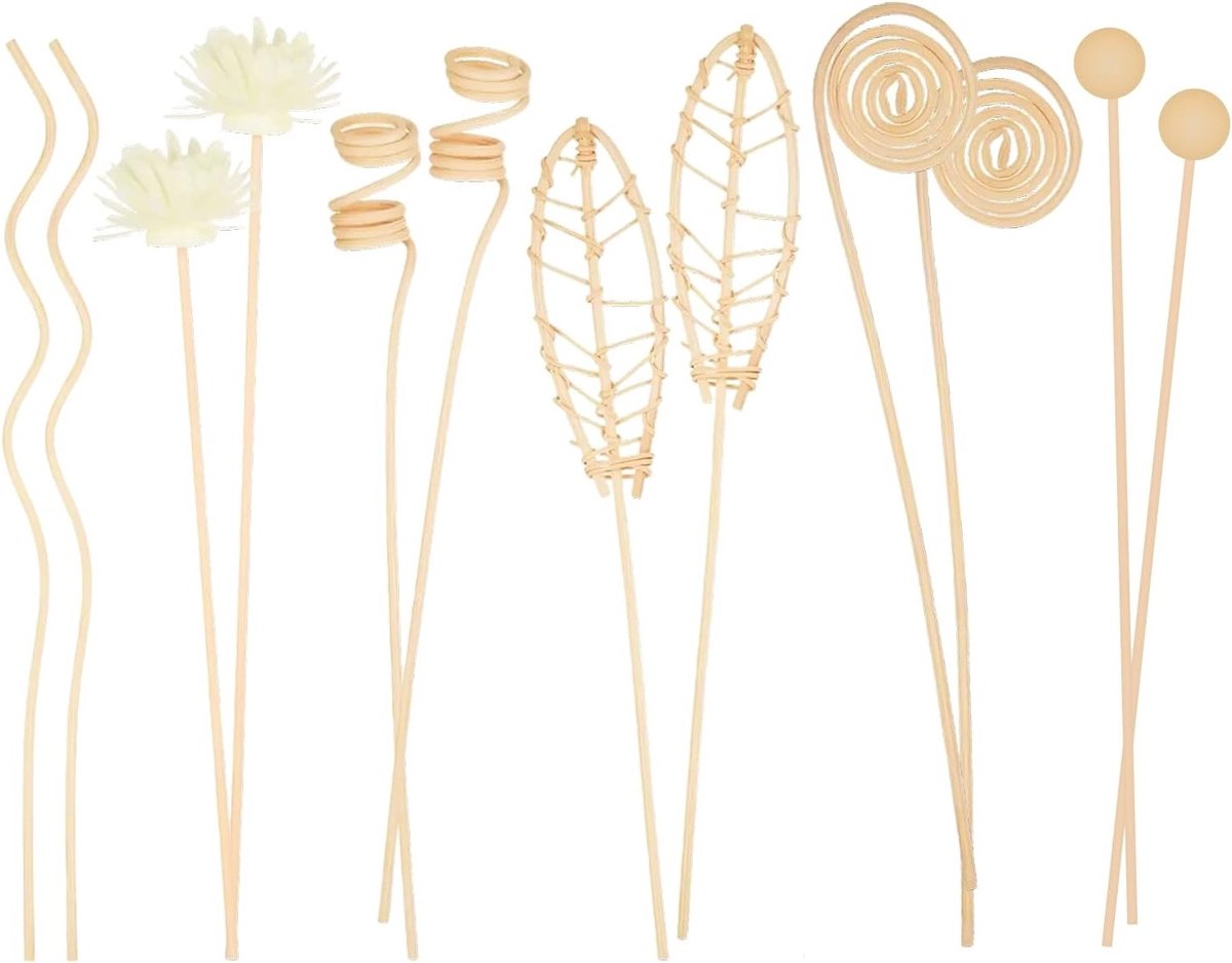 Set van 12 Natuurlijke Riet Aroma Sticks voor Langdurige Geur in Huis, Kantoor en Spa - 10 Inch, Ideaal voor Ontspanning en Verfrissing