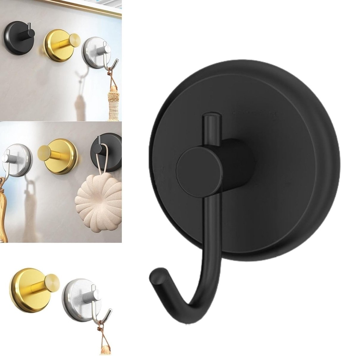 Verstelbare Zuignap Haken voor Badkamer, Keuken en Tegels - Waterdichte en Roestvrije Haak voor Handdoeken, Kappen en Accessoires - Enkelvoudig Gebruik