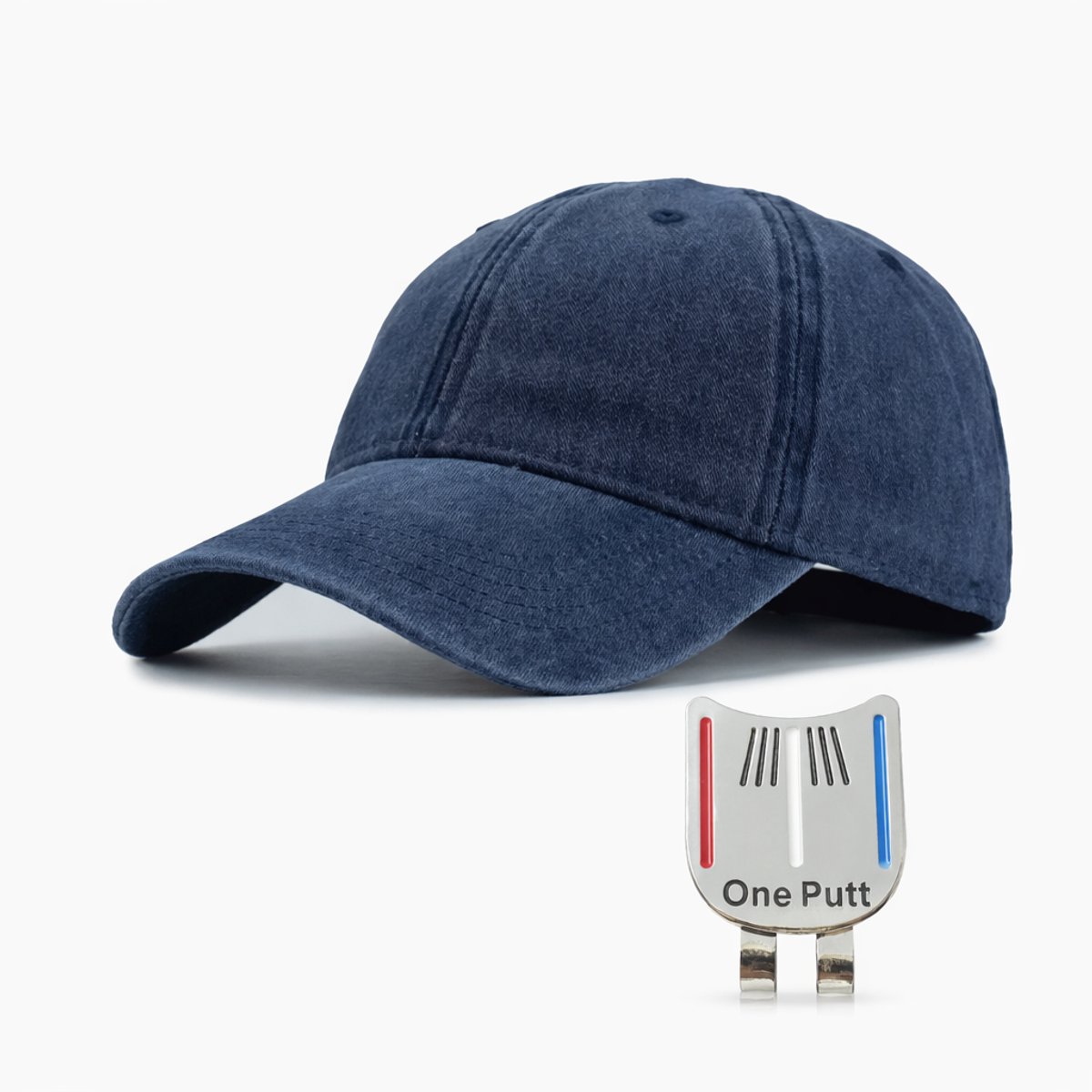 Vintage Golf Pet – Inclusief Putting Alignment Tool - Navy - Verstelbare Golf Cap – Inclusief Ball Marker - Golf Pet - Golf Accessoires - Golf Spullen