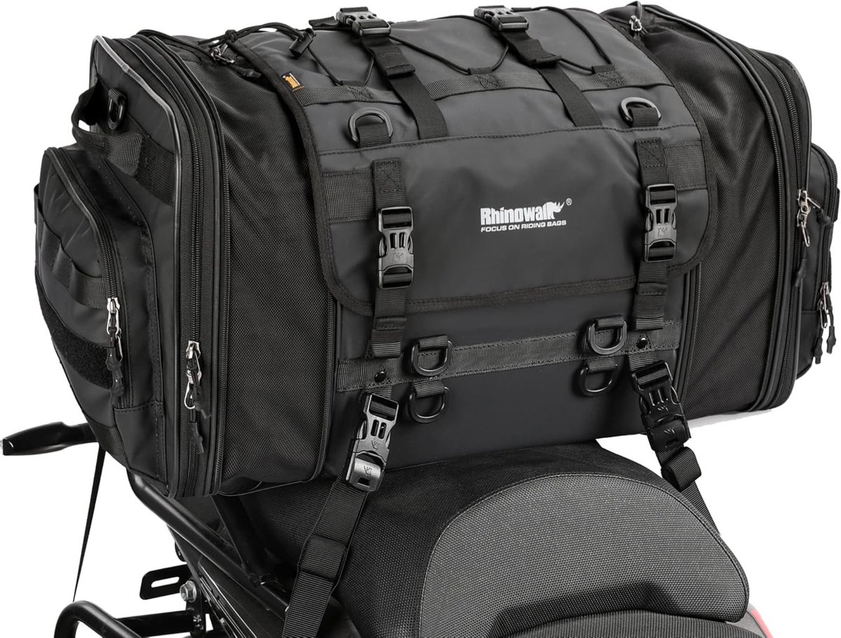 Waterdichte Motorfiets Zadel Tas 40-60L, Reflecterend, Rekbaar, Inclusief Regenhoes, Ideaal voor Motorrijden en Bagagevervoer