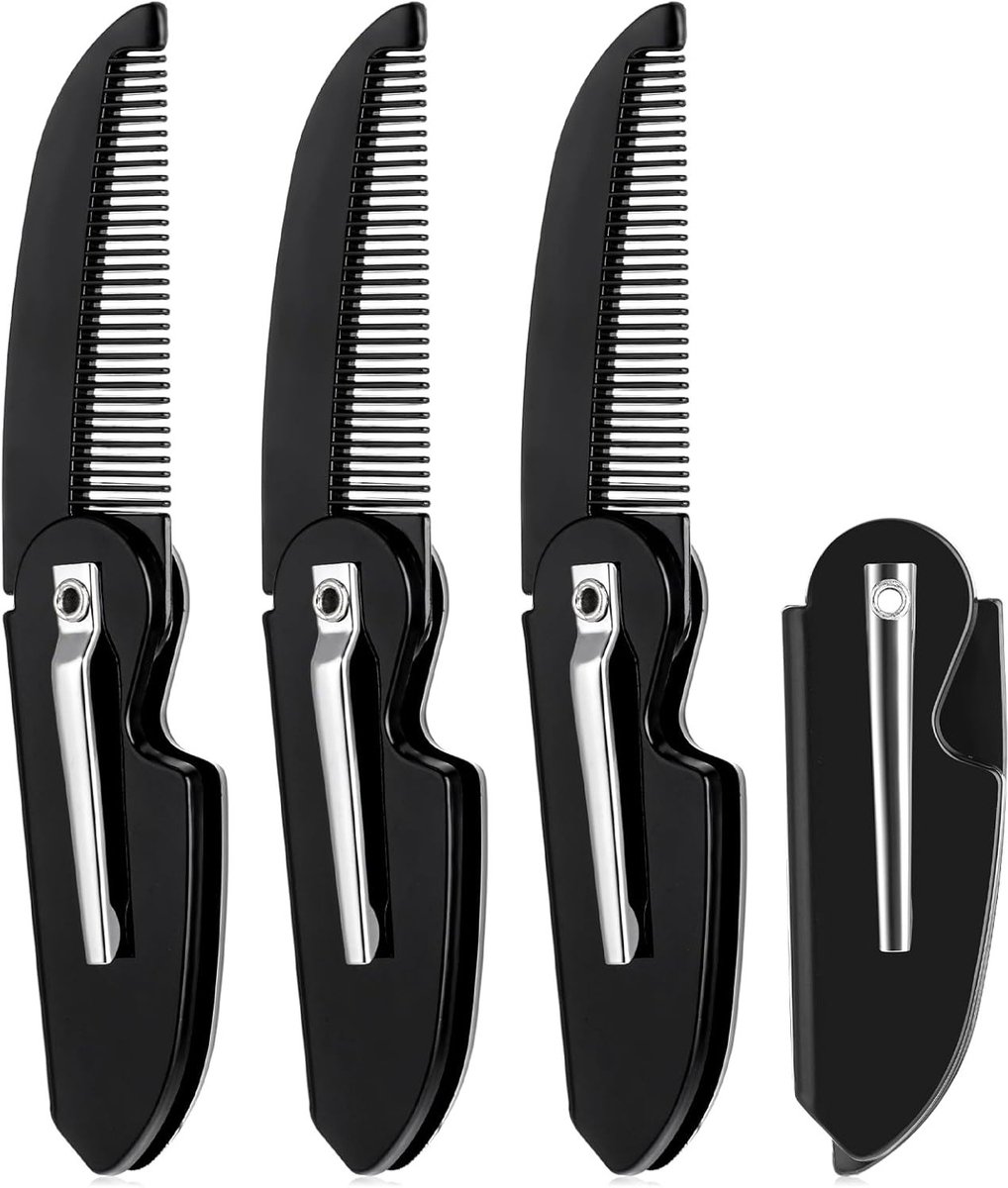Vouwbare Baard- en Snor Kam Set van 4 Stuks - Compacte Pocket Kammen voor Mannen - Ideaal voor Haarverzorging en Stijl