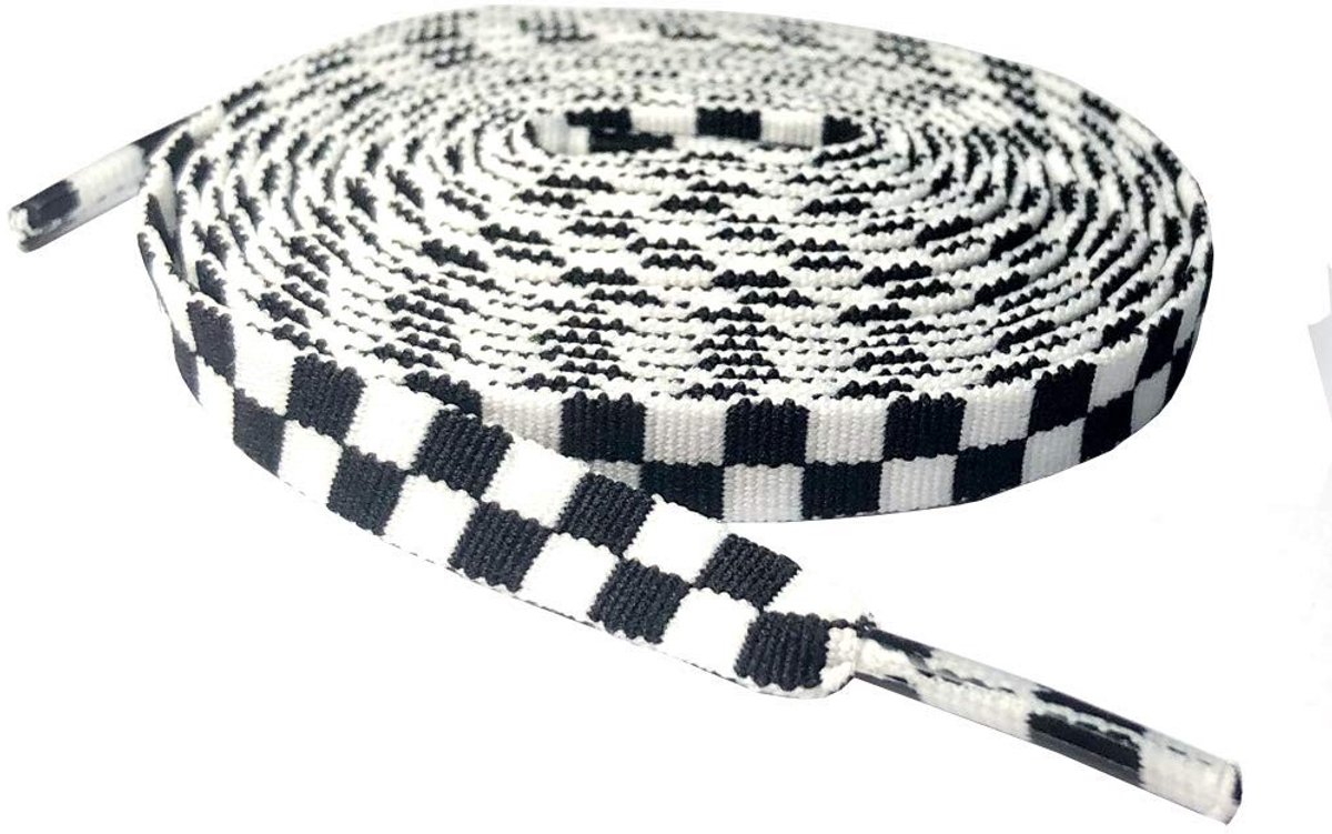 ONF3 - Schoenveters - Checkered Flat Shoelaces - Polyester Laces - 120-140 CM - Twee-tone Plaid Stripes - Geschikt voor Sneakers en Boots - Dive...