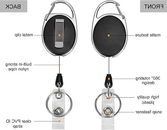 Set van 20 stevige retractable badge reels, ID-kaarthouders, naamclips en sleutelhangers voor professionals zoals artsen en verpleegkundigen van Merkloos — afbeelding 2