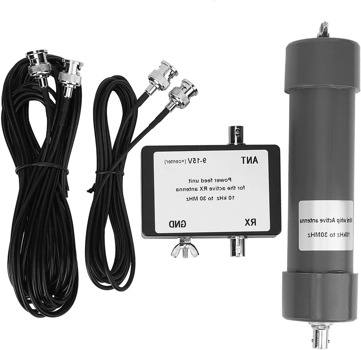 Jhubersproducts - Mini-zweep actieve antenne - HF LF VHF RX antenne - Draagbaar formaat - Coaxkabel en voedingseenheid - Voor radio-ontvangst - Geschi