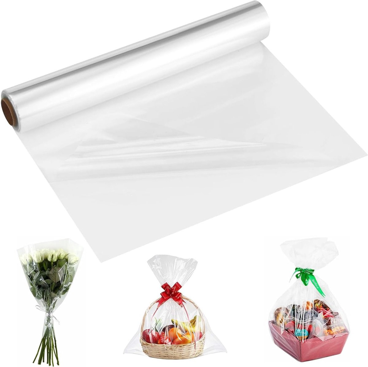 Duidelijke Cellofaan Wrap 30mx80cm voor Verpakking, Inpakken en Verzenden van Bloemen, Cadeaus en Manden voor Feestdagen en Speciale Gelegenheden
