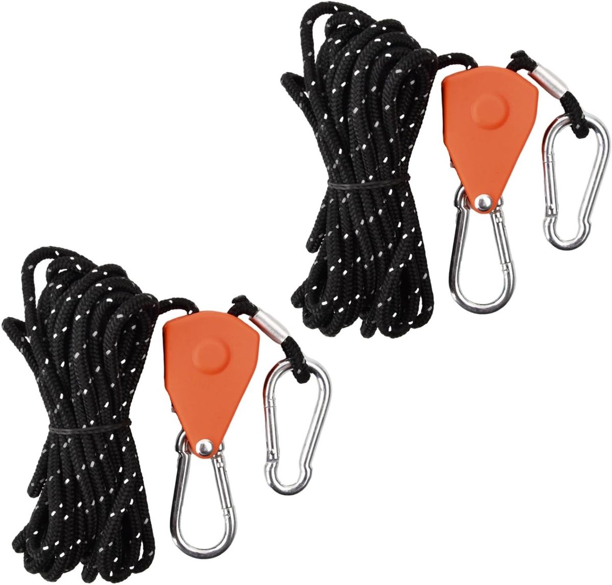 Reflecterende Tent Touw Set van 2 Stuks, 4 m Nylon Koord met Spanner voor Tent, Zeil en Stormband