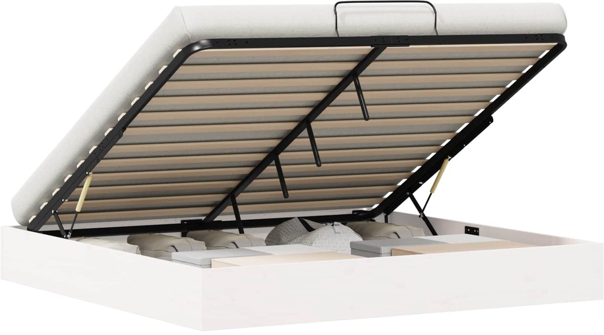 vidaXL Ottoman - bedframe - met - opbergruimte - Wit - 180 - x - 200 - cm