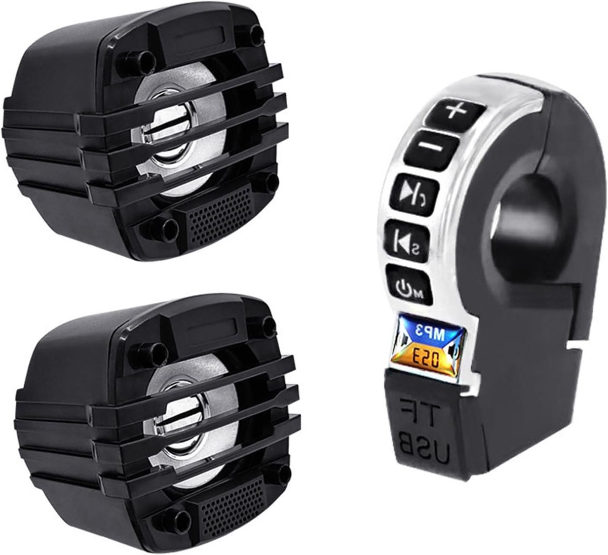 Stereo Audio Systeem met FM Radio en Knopbediening, Waterdichte Bluetooth Speakers voor 12V Scooter, Fiets en ATV