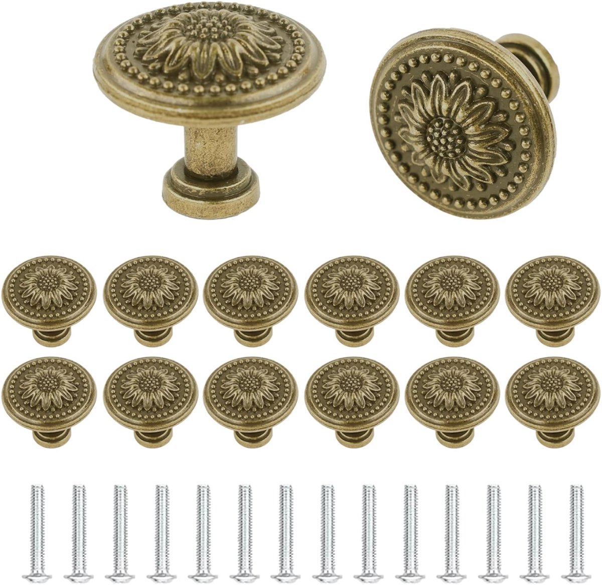 HEZIVO® Deurknoppen voor Kasten - Vintage Kastknoppen - Antieke Meubelknop - Lade Knoppen - 14 Stuks