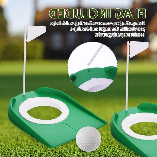 Draagbare Golf Putting Cups met Vlaggen - Indoor en Outdoor Trainingshulpmiddel voor Putter Oefeningen, 2 Stuks voor Thuis, Kantoor en Tuin van Merkloos — afbeelding 2