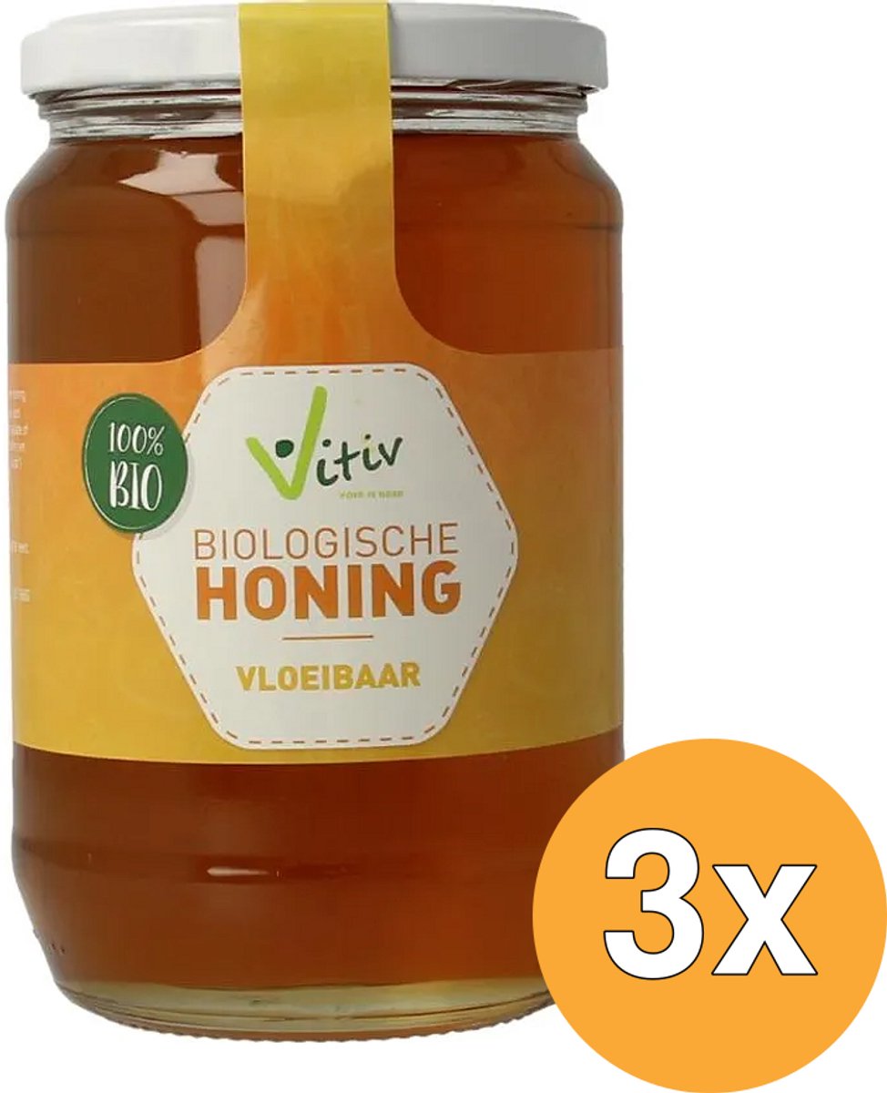 3x Vitiv Honing Vloeibaar Biologisch (900 gr)
