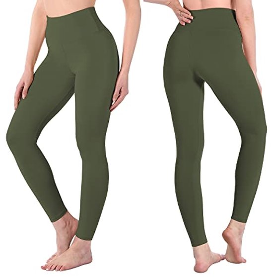 Legging met Hoge Taille voor Vrouwen - Boterzachte Yoga Broek - Sport en Fitness - Maat S-M - Leger Groen van Merkloos — afbeelding 4