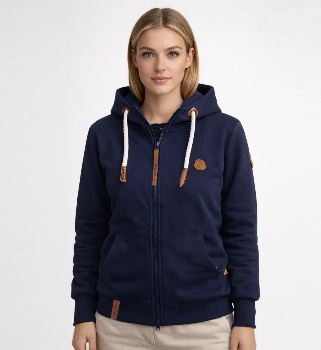 Lizzard Sports Dames Hoodie met Rits Navy Maat 4XL - Dames vest met Rits en Capuchon - Comfort Fit