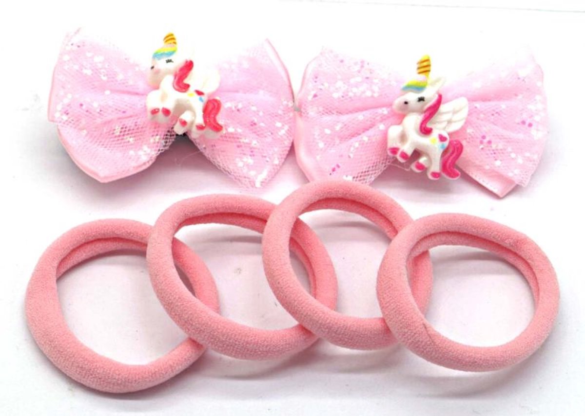 She life style - Haarstrik set - Eenhoorn - 6 stuks - Roze