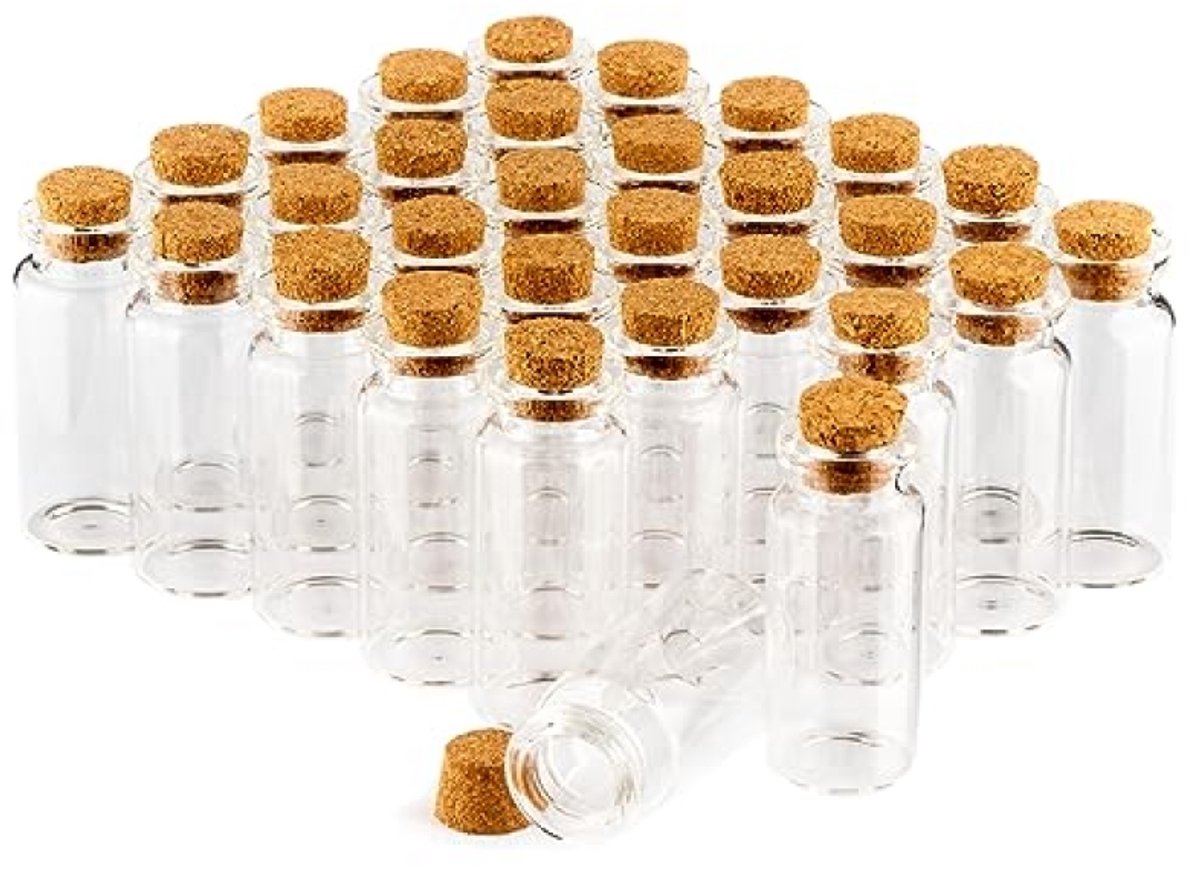 PromoHome 30x kruidenpotjes 10ml met kurk - Mini glazen flesjes - Opslag voor oliën, specerijen, kruiden of thee