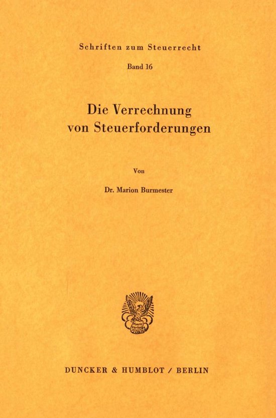 Schriften zum Steuerrecht16- Die Verrechnung von Steuerforde ... - cover