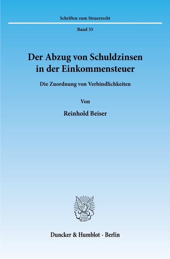Der Abzug Von Schuldzinsen In Der Einkommensteuer - cover
