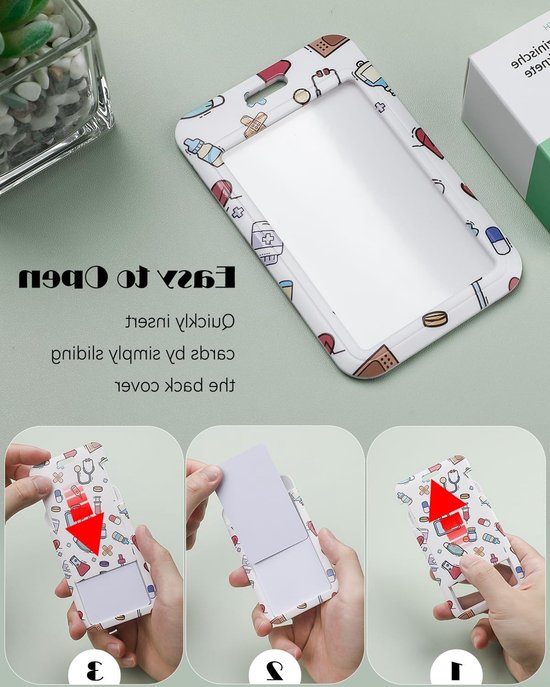 Fashionable ID Holder met Cartoon Patroon, Retractable Badge Reel en Afneembare Lanyard voor Werknemers en Verpleegkundigen van Merkloos — afbeelding 5